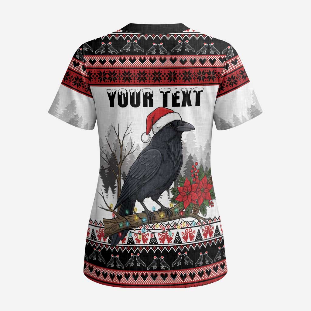 F Caw F Christmas Raven Personalized Scrub Top Holiday Crow Festive - Wonder Print Shop