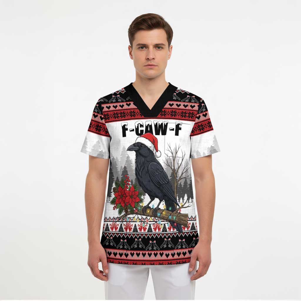 F Caw F Christmas Raven Personalized Scrub Top Holiday Crow Festive - Wonder Print Shop