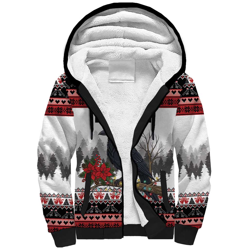 F Caw F Christmas Raven Personalized Sherpa Hoodie Holiday Crow Festive - Wonder Print Shop