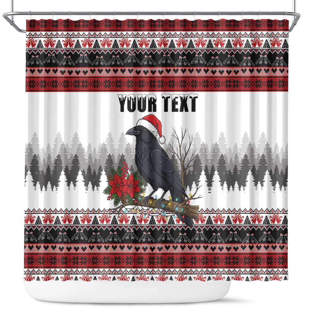 F Caw F Christmas Raven Personalized Shower Curtain Holiday Crow Festive - Wonder Print Shop