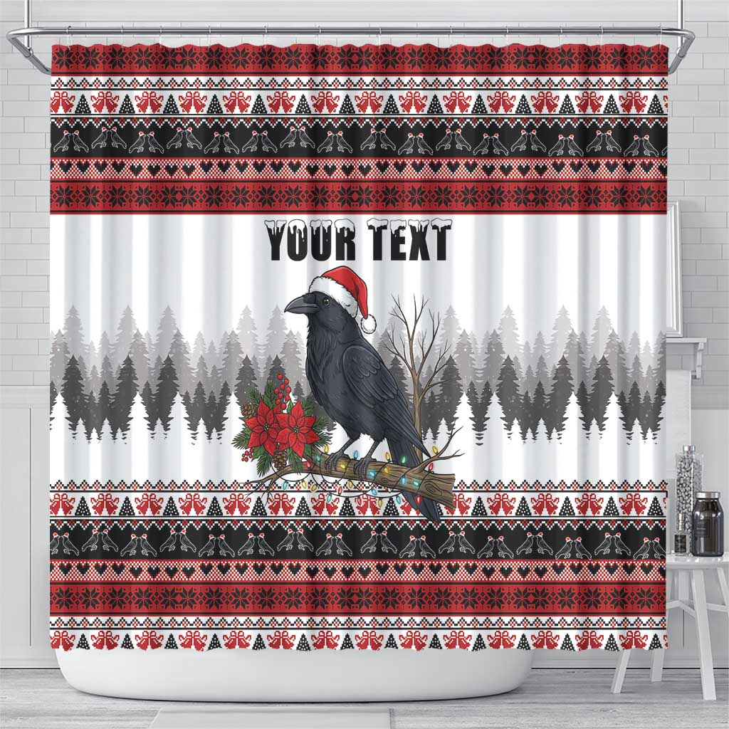 F Caw F Christmas Raven Personalized Shower Curtain Holiday Crow Festive - Wonder Print Shop