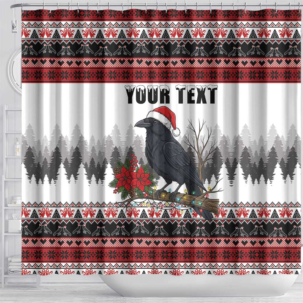 F Caw F Christmas Raven Personalized Shower Curtain Holiday Crow Festive - Wonder Print Shop
