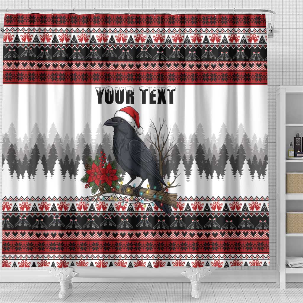 F Caw F Christmas Raven Personalized Shower Curtain Holiday Crow Festive - Wonder Print Shop