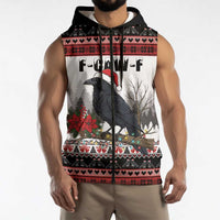 F Caw F Christmas Raven Personalized Sleeveless Zip Hoodie Holiday Crow Festive - Wonder Print Shop