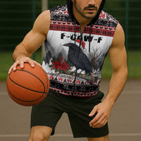 F Caw F Christmas Raven Personalized Sleeveless Zip Hoodie Holiday Crow Festive - Wonder Print Shop