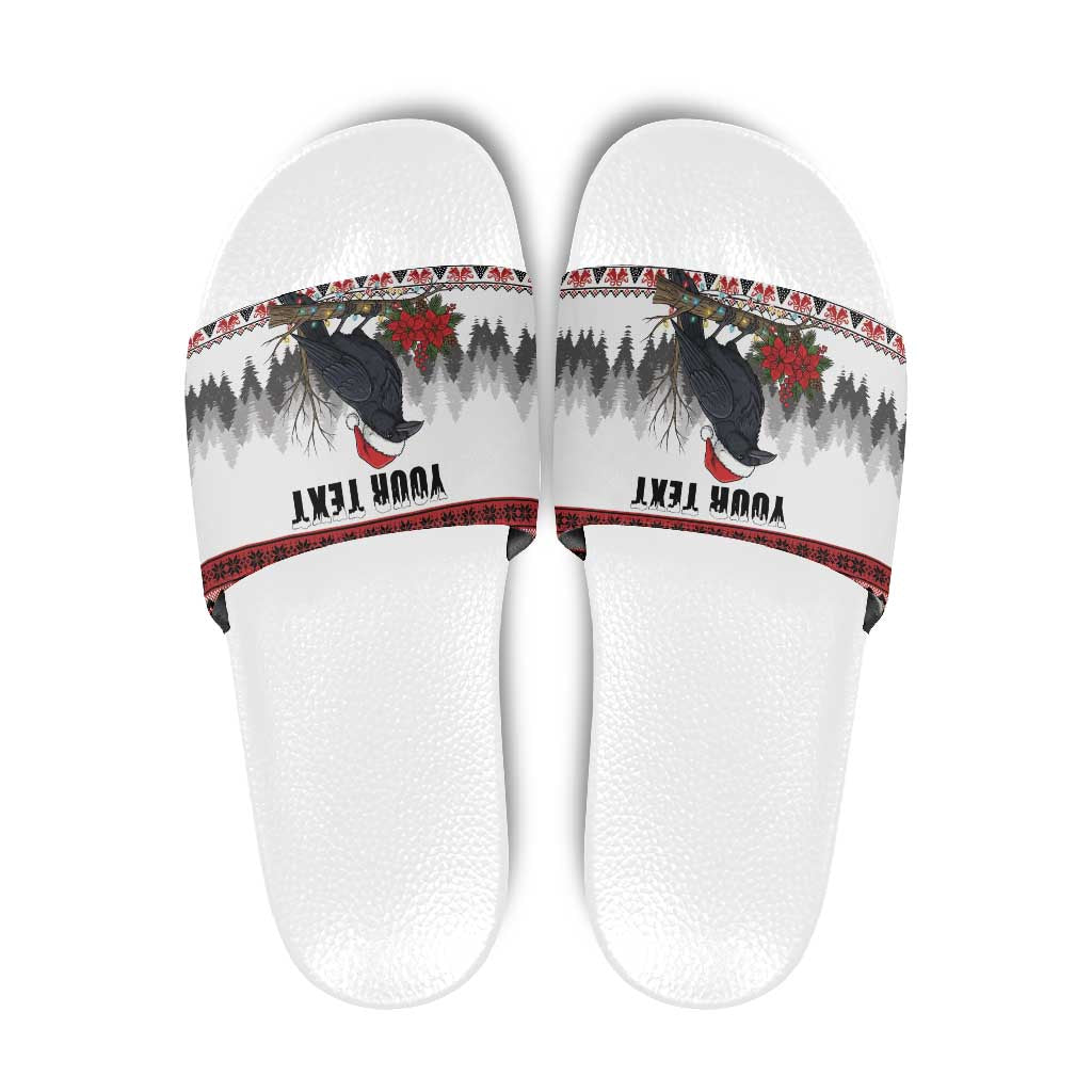F Caw F Christmas Raven Personalized Slide Sandals Holiday Crow Festive - Wonder Print Shop
