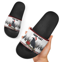 F Caw F Christmas Raven Personalized Slide Sandals Holiday Crow Festive - Wonder Print Shop