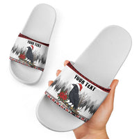 F Caw F Christmas Raven Personalized Slide Sandals Holiday Crow Festive - Wonder Print Shop