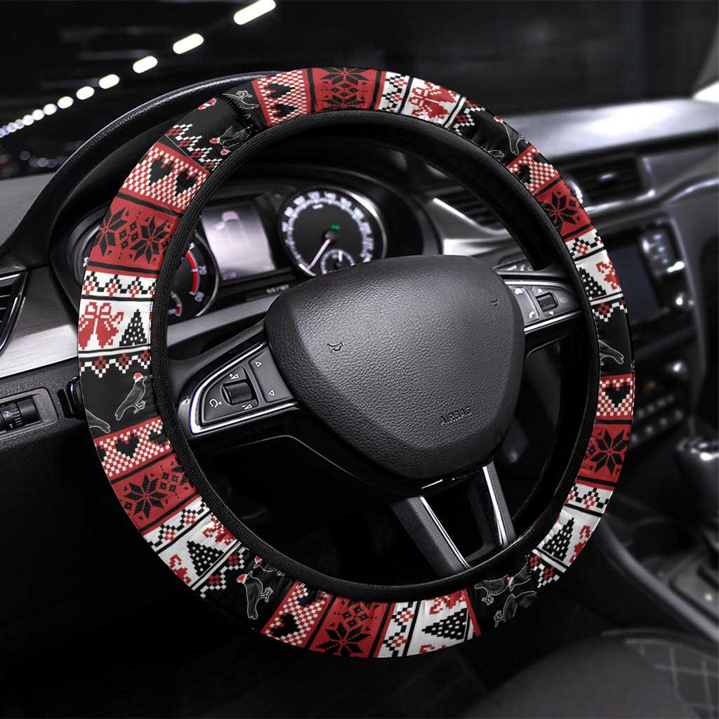 F Caw F Christmas Raven Steering Wheel Cover Holiday Crow Festive - Wonder Print Shop