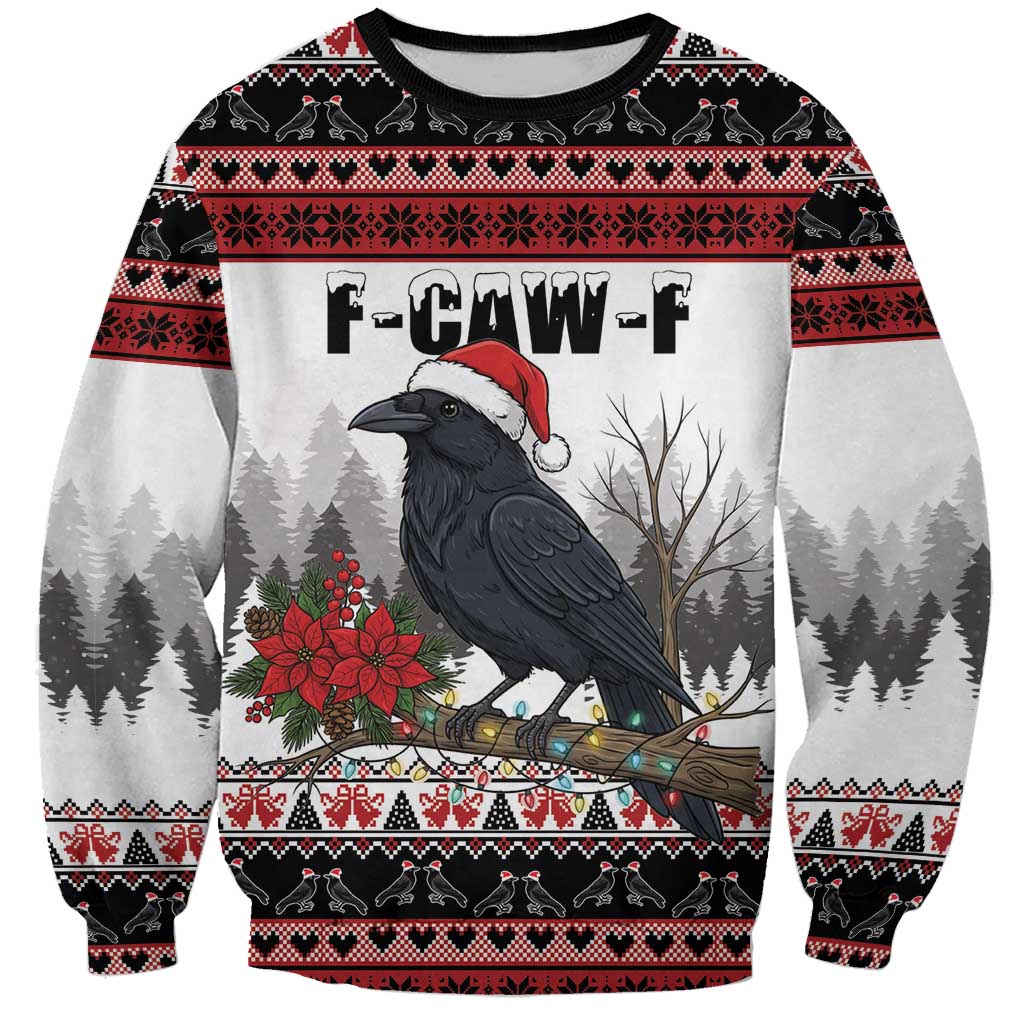 F Caw F Christmas Raven Personalized Sweatshirt Holiday Crow Festive - Wonder Print Shop