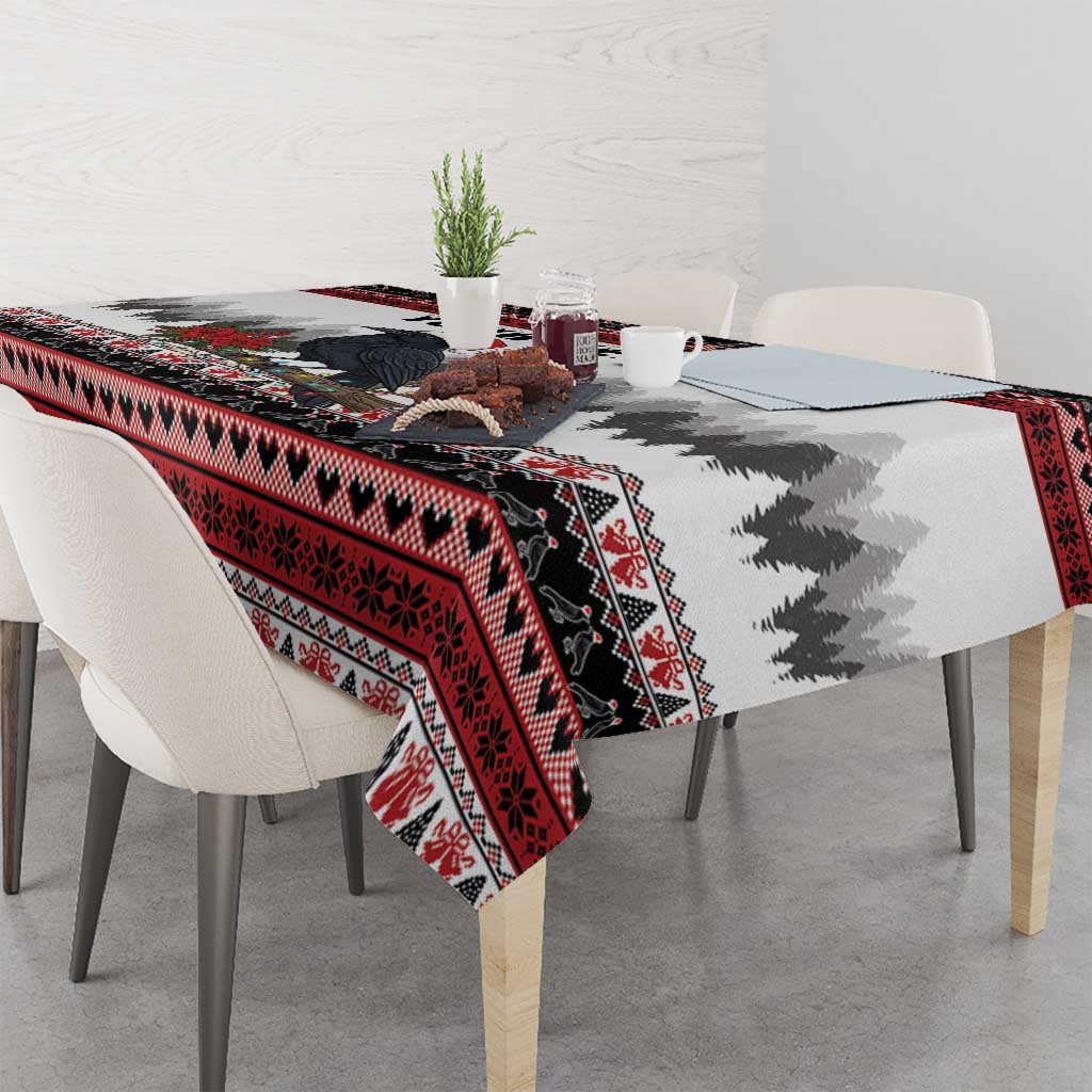 F Caw F Christmas Raven Personalized Tablecloth Holiday Crow Festive - Wonder Print Shop