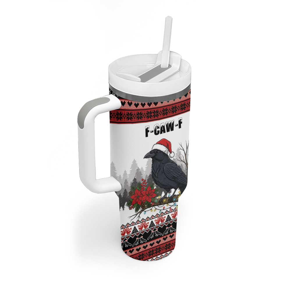 F Caw F Christmas Raven Personalized Tumbler With Handle Holiday Crow Festive - Wonder Print Shop
