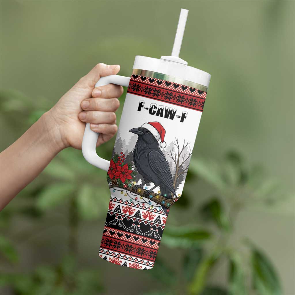 F Caw F Christmas Raven Personalized Tumbler With Handle Holiday Crow Festive - Wonder Print Shop