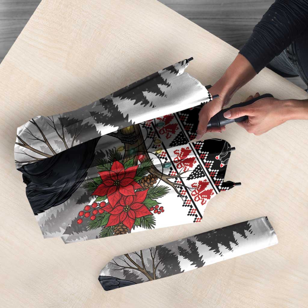 F Caw F Christmas Raven Personalized Umbrella Holiday Crow Festive - Wonder Print Shop