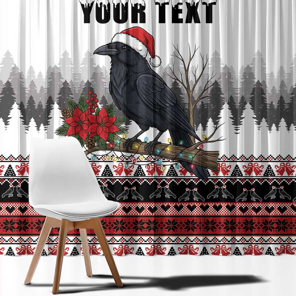 F Caw F Christmas Raven Personalized Window Curtain Holiday Crow Festive - Wonder Print Shop