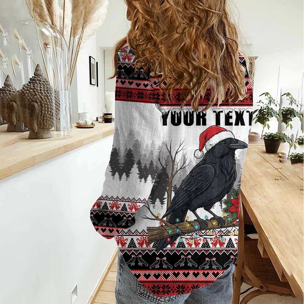 F Caw F Christmas Raven Personalized Women Casual Shirt Holiday Crow Festive - Wonder Print Shop