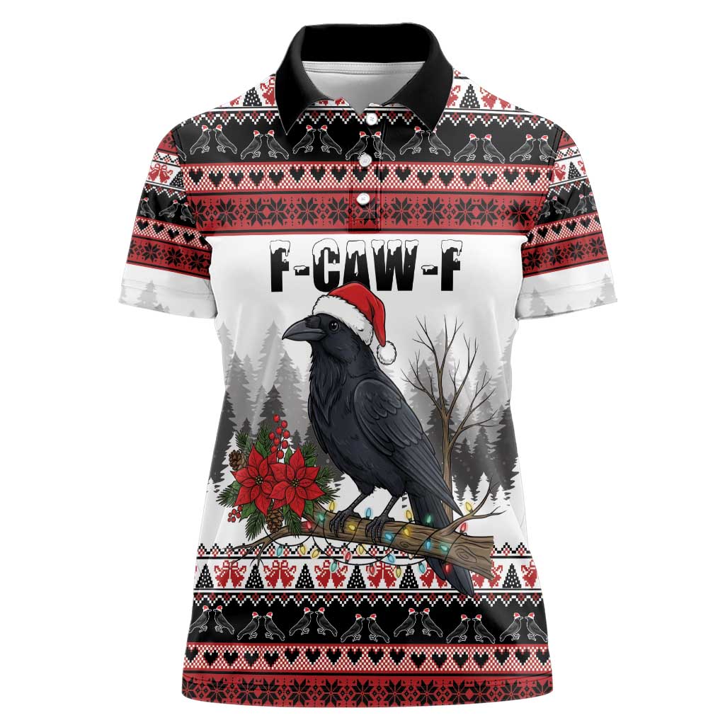 F Caw F Christmas Raven Personalized Women Polo Shirt Holiday Crow Festive - Wonder Print Shop