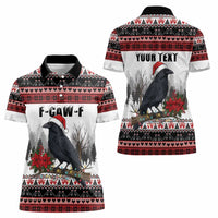 F Caw F Christmas Raven Personalized Women Polo Shirt Holiday Crow Festive - Wonder Print Shop