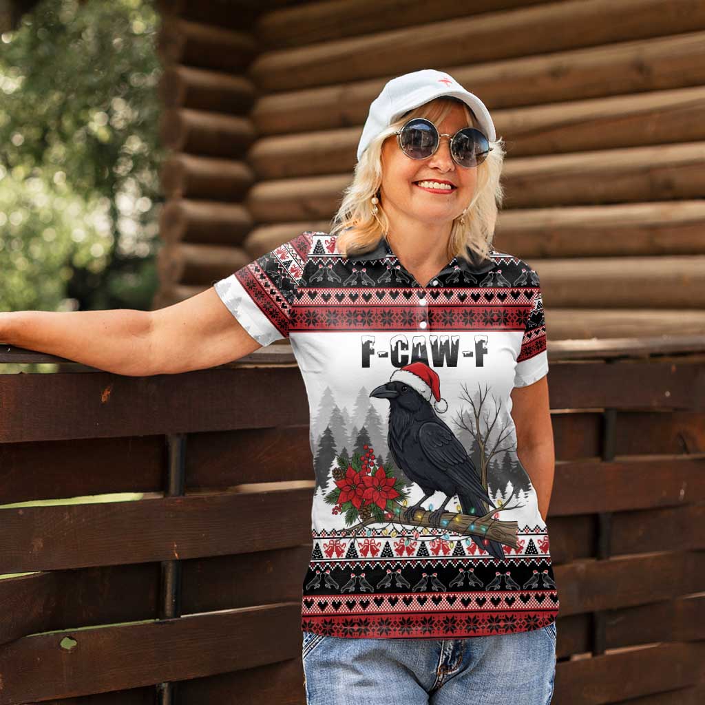 F Caw F Christmas Raven Personalized Women Polo Shirt Holiday Crow Festive - Wonder Print Shop