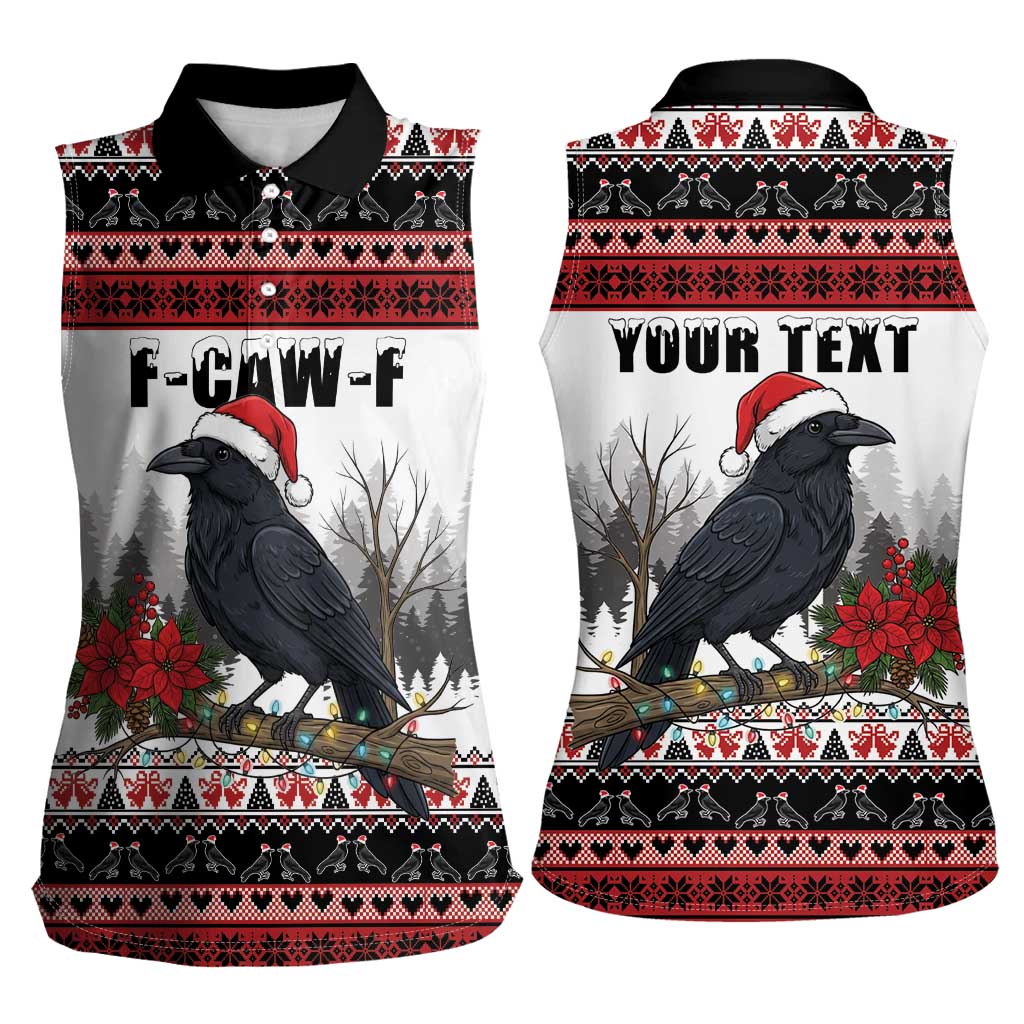 F Caw F Christmas Raven Personalized Women Sleeveless Polo Shirt Holiday Crow Festive - Wonder Print Shop
