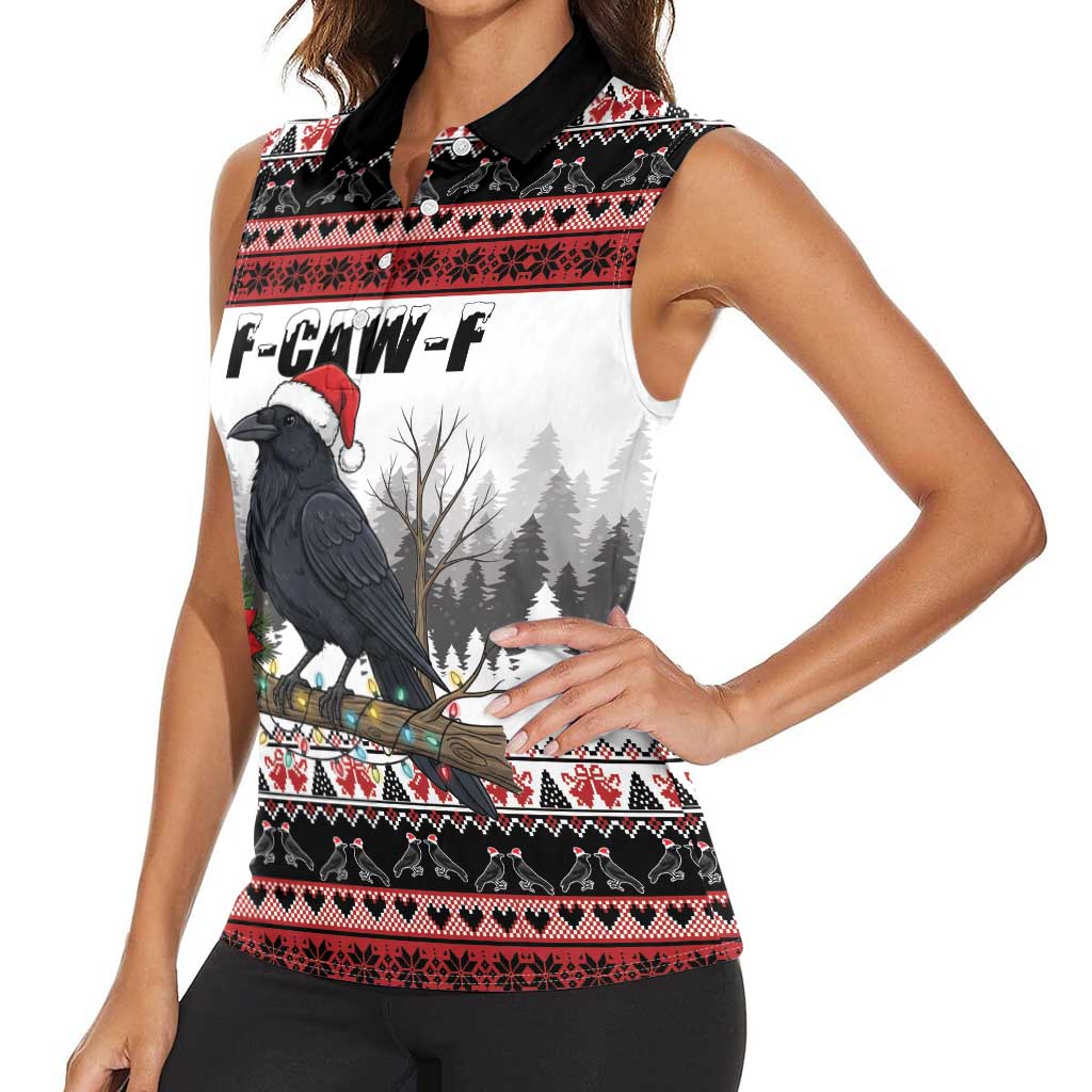 F Caw F Christmas Raven Personalized Women Sleeveless Polo Shirt Holiday Crow Festive - Wonder Print Shop