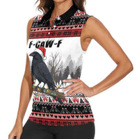 F Caw F Christmas Raven Personalized Women Sleeveless Polo Shirt Holiday Crow Festive - Wonder Print Shop