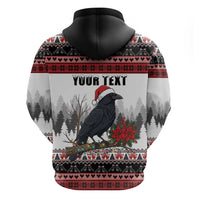 F Caw F Christmas Raven Personalized Zip Hoodie Holiday Crow Festive - Wonder Print Shop