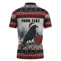 F Caw F Christmas Raven Personalized Zipper Polo Shirt Holiday Crow Festive - Wonder Print Shop