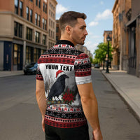 F Caw F Christmas Raven Personalized Zipper Polo Shirt Holiday Crow Festive - Wonder Print Shop