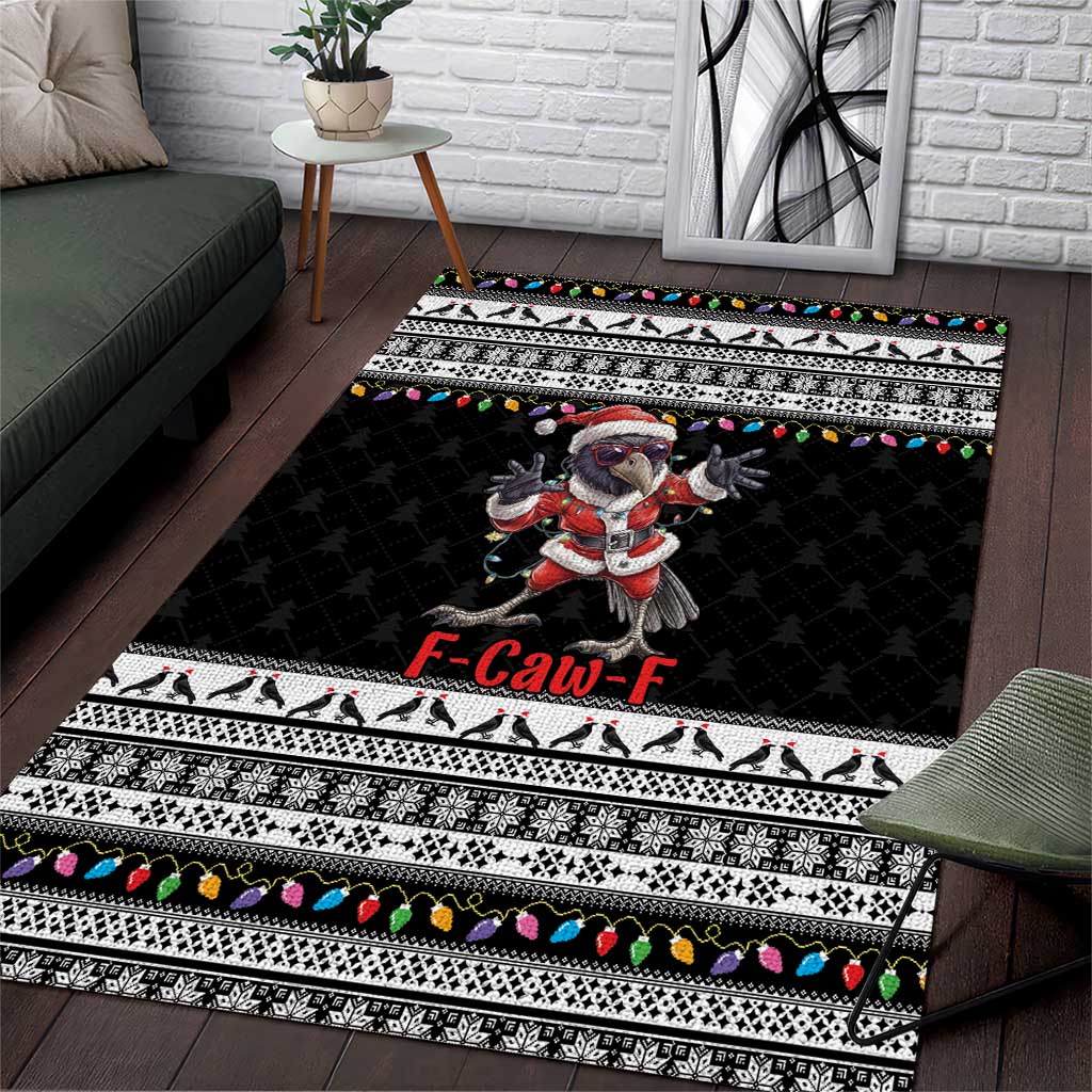 F Caw F Raven Christmas Area Rug Funny Santa Crow - Wonder Print Shop