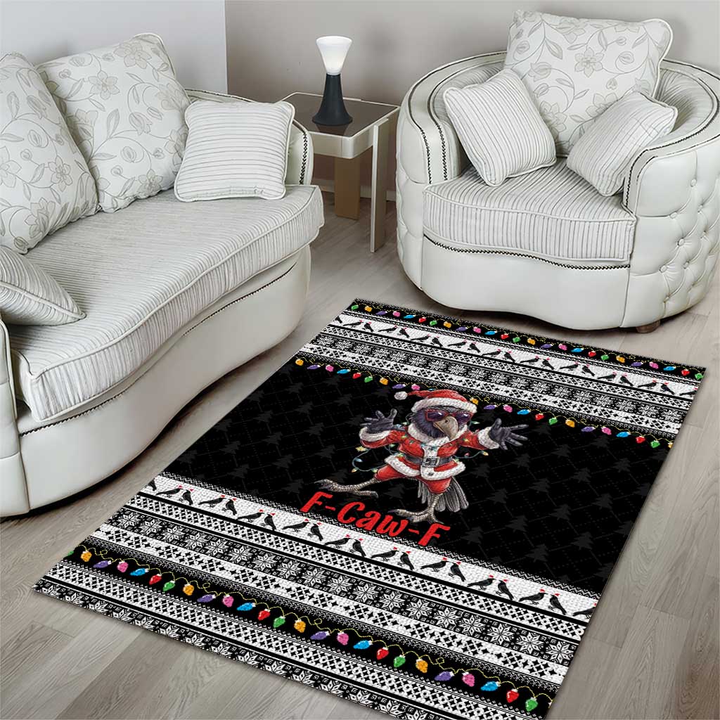F Caw F Raven Christmas Area Rug Funny Santa Crow - Wonder Print Shop