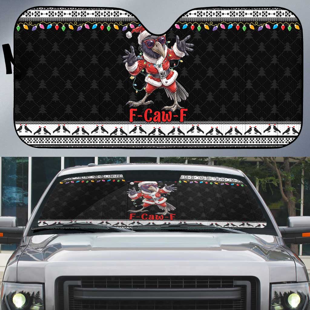 F Caw F Raven Christmas Auto Sun Shade Funny Santa Crow - Wonder Print Shop