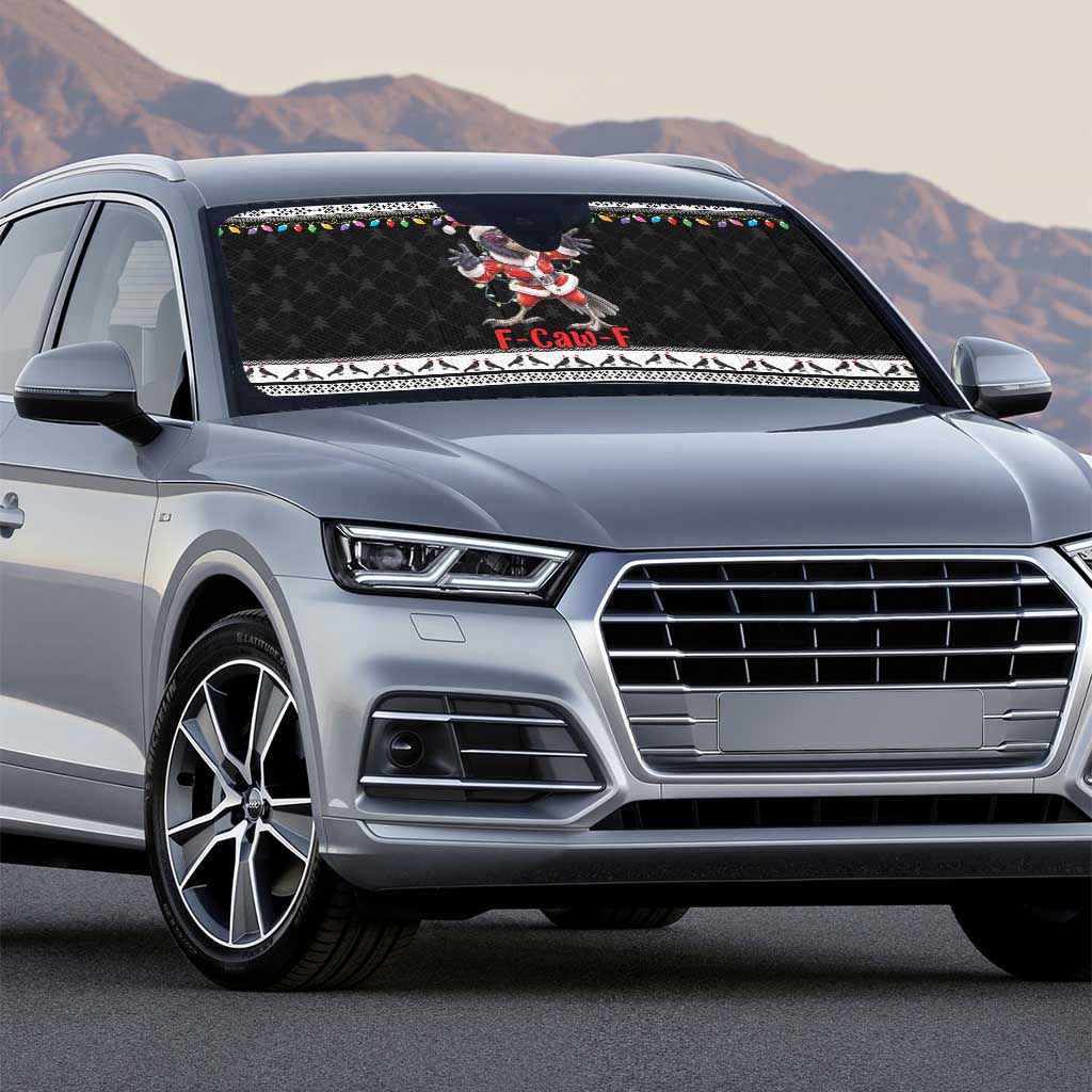 F Caw F Raven Christmas Auto Sun Shade Funny Santa Crow - Wonder Print Shop