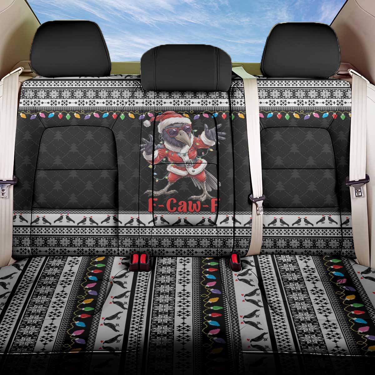 F Caw F Raven Christmas Back Car Seat Cover Funny Santa Crow - Wonder Print Shop