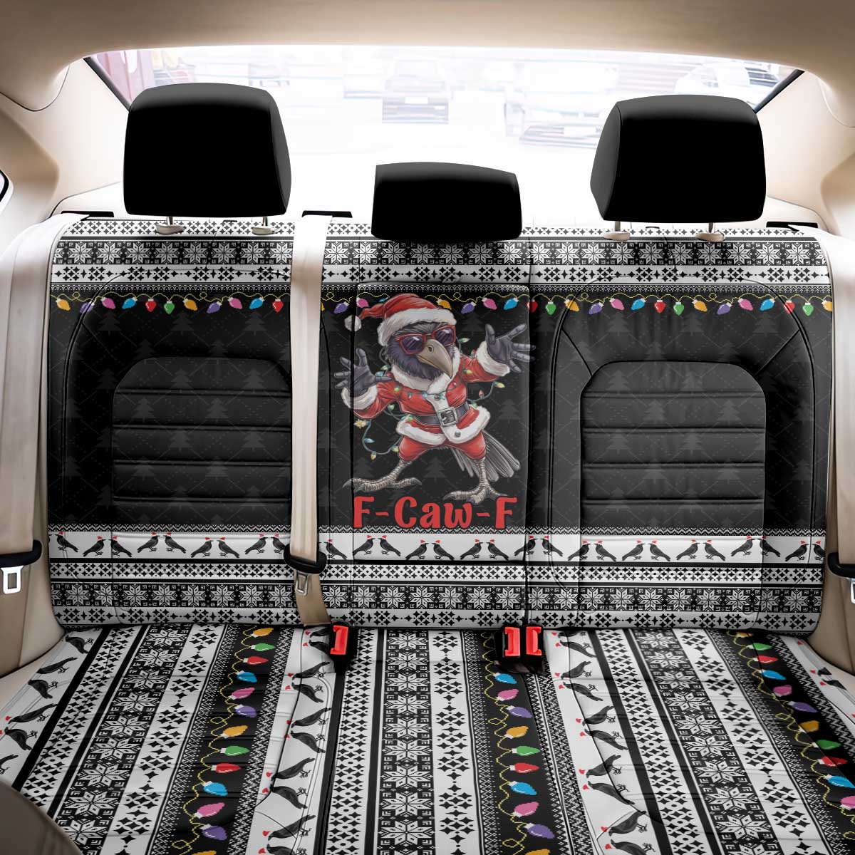 F Caw F Raven Christmas Back Car Seat Cover Funny Santa Crow - Wonder Print Shop