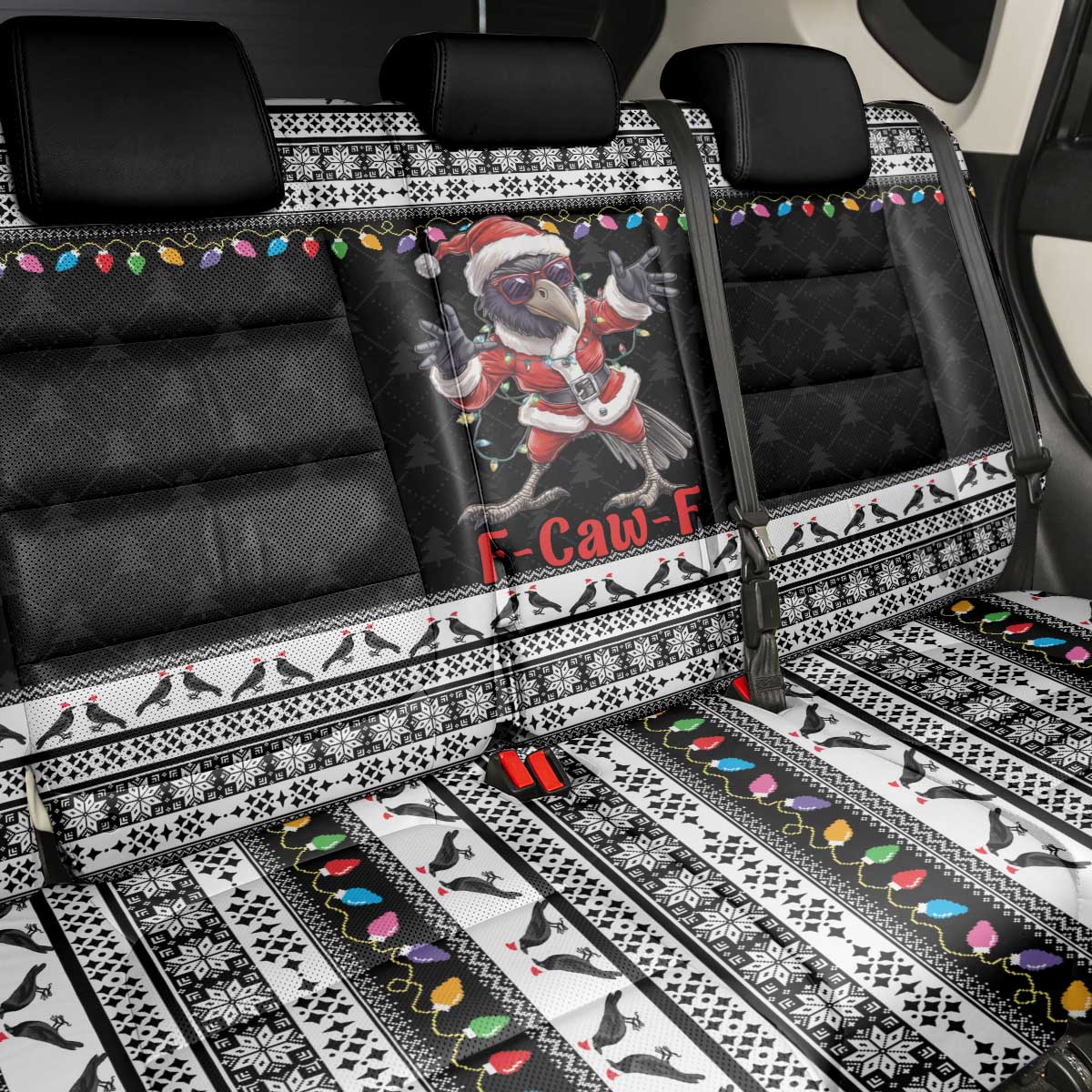 F Caw F Raven Christmas Back Car Seat Cover Funny Santa Crow - Wonder Print Shop