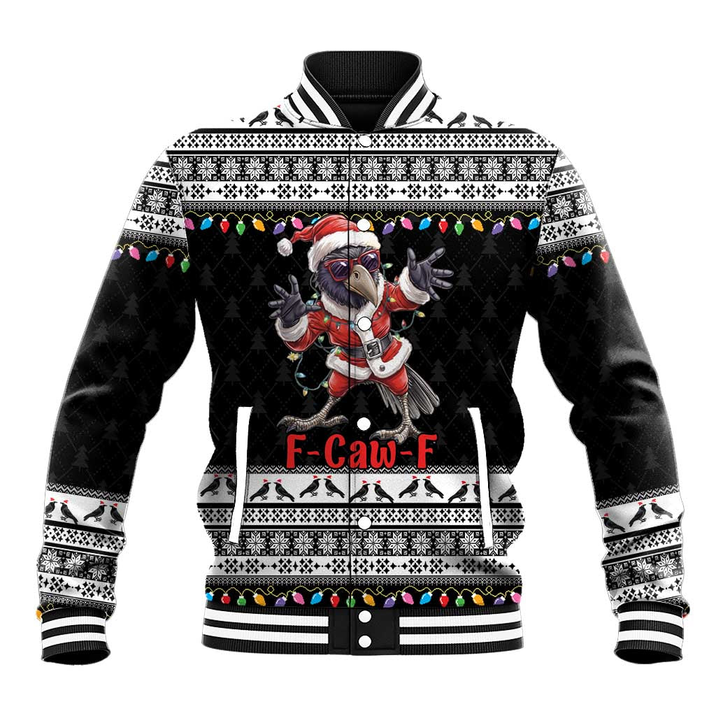 F Caw F Raven Christmas Baseball Jacket Funny Santa Crow - Wonder Print Shop