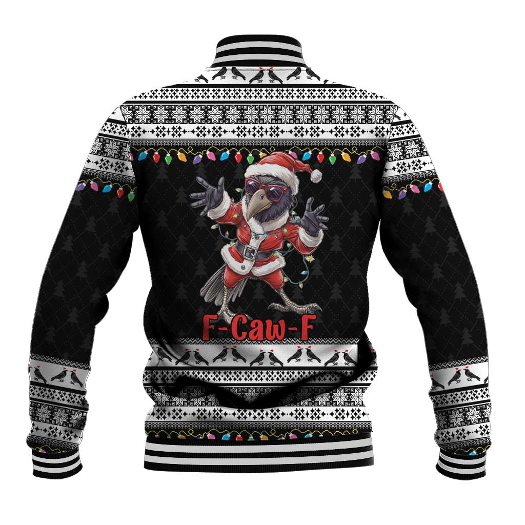 F Caw F Raven Christmas Baseball Jacket Funny Santa Crow - Wonder Print Shop