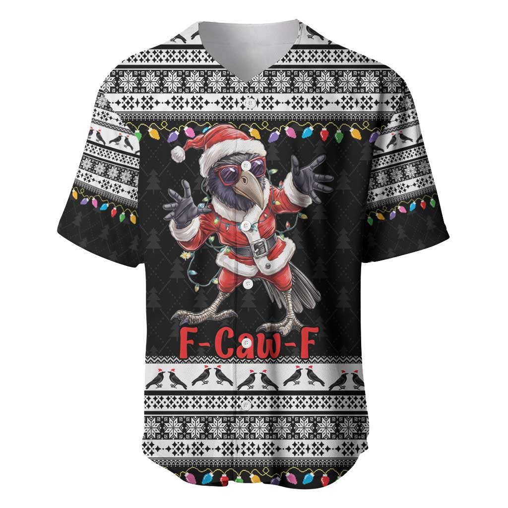 F Caw F Raven Christmas Baseball Jersey Funny Santa Crow - Wonder Print Shop