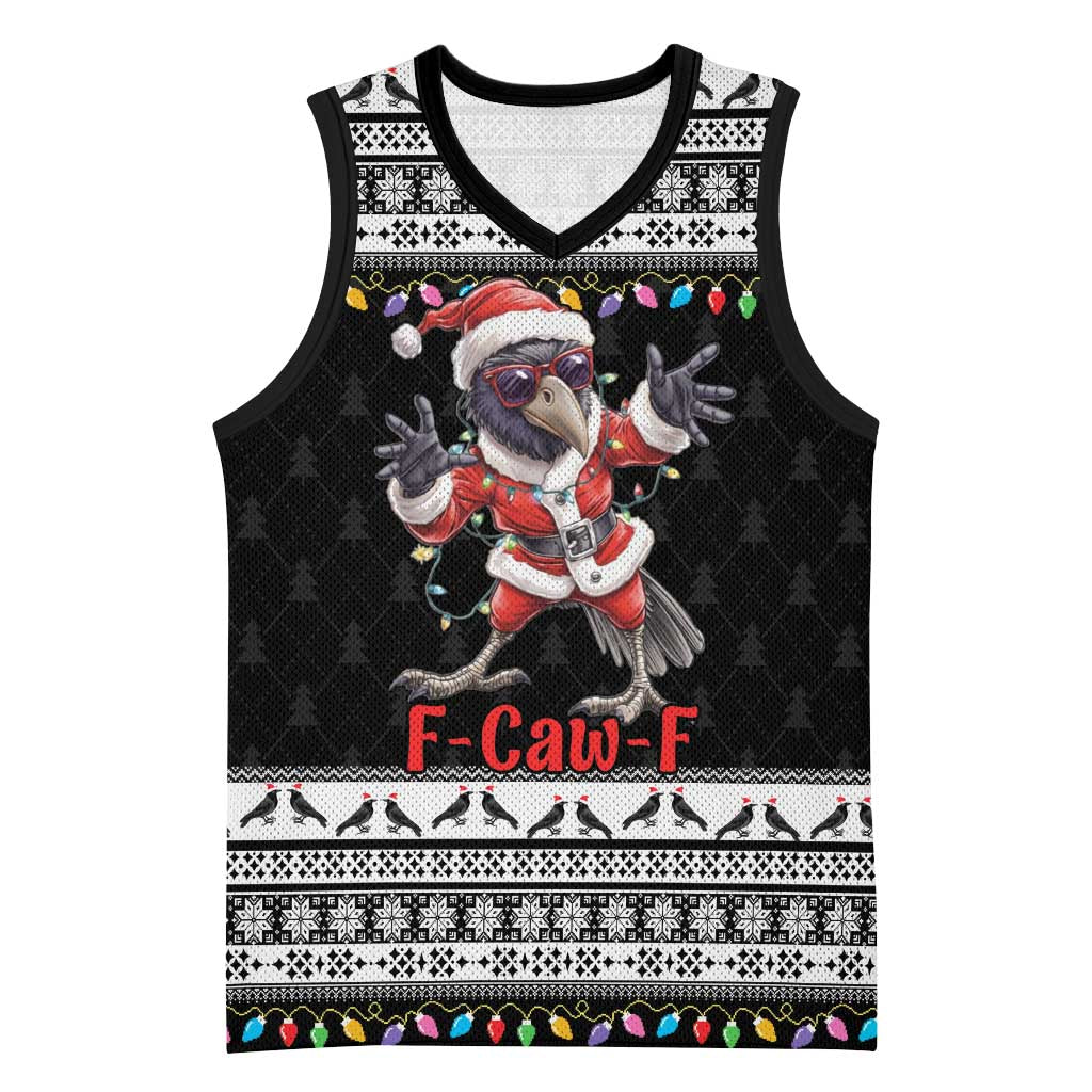 F Caw F Raven Christmas Basketball Jersey Funny Santa Crow - Wonder Print Shop