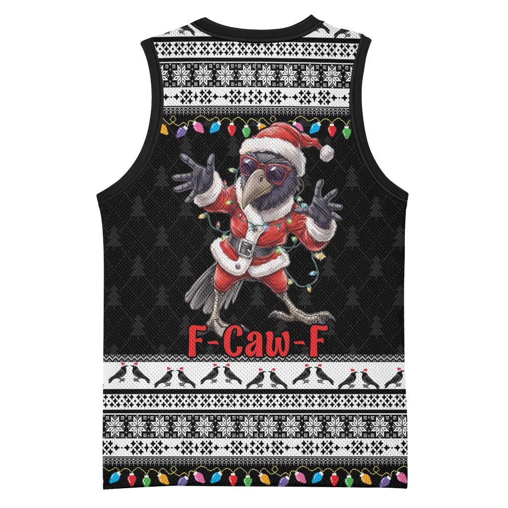 F Caw F Raven Christmas Basketball Jersey Funny Santa Crow - Wonder Print Shop