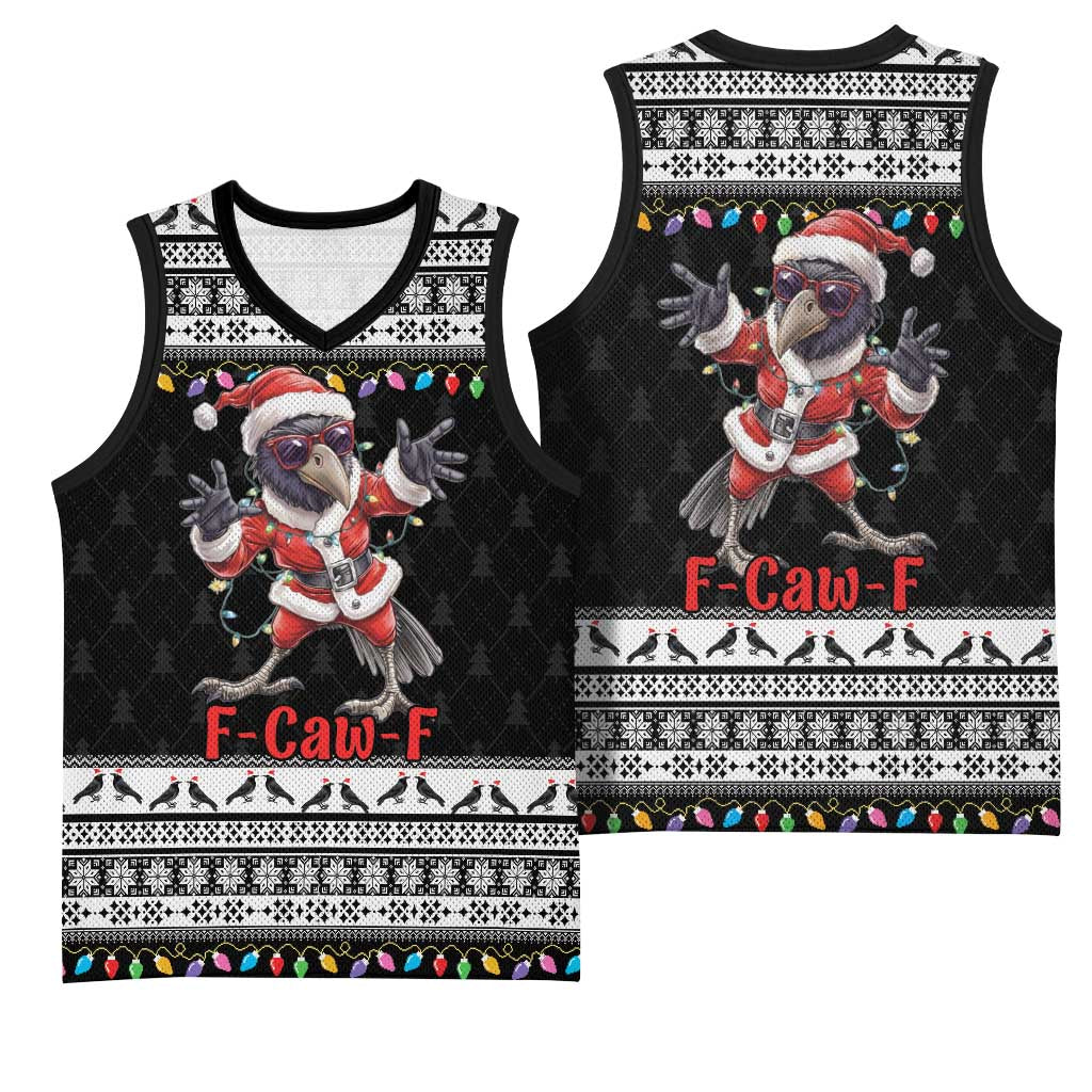 F Caw F Raven Christmas Basketball Jersey Funny Santa Crow - Wonder Print Shop