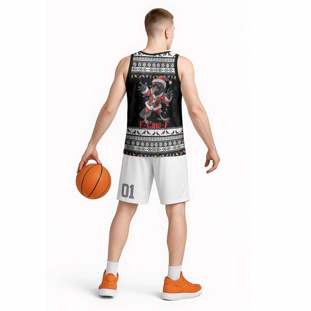 F Caw F Raven Christmas Basketball Jersey Funny Santa Crow - Wonder Print Shop