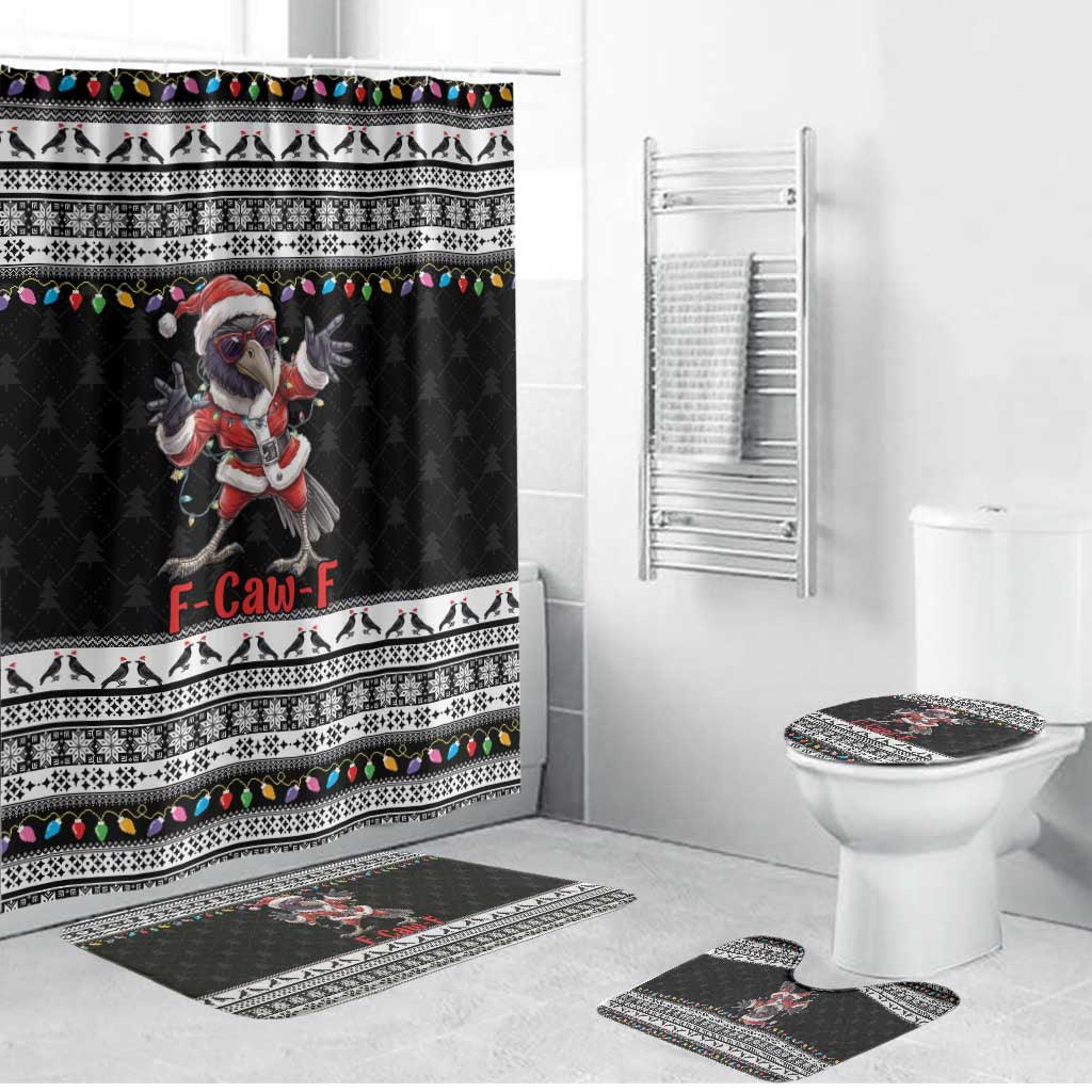 F Caw F Raven Christmas Bathroom Set Funny Santa Crow - Wonder Print Shop