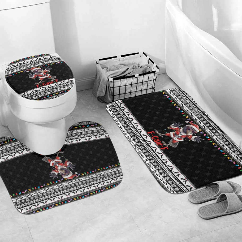 F Caw F Raven Christmas Bathroom Set Funny Santa Crow - Wonder Print Shop