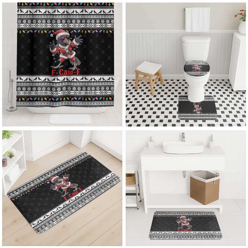 F Caw F Raven Christmas Bathroom Set Funny Santa Crow - Wonder Print Shop