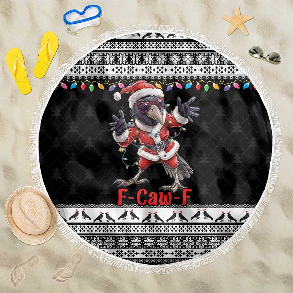 F Caw F Raven Christmas Beach Blanket Funny Santa Crow - Wonder Print Shop