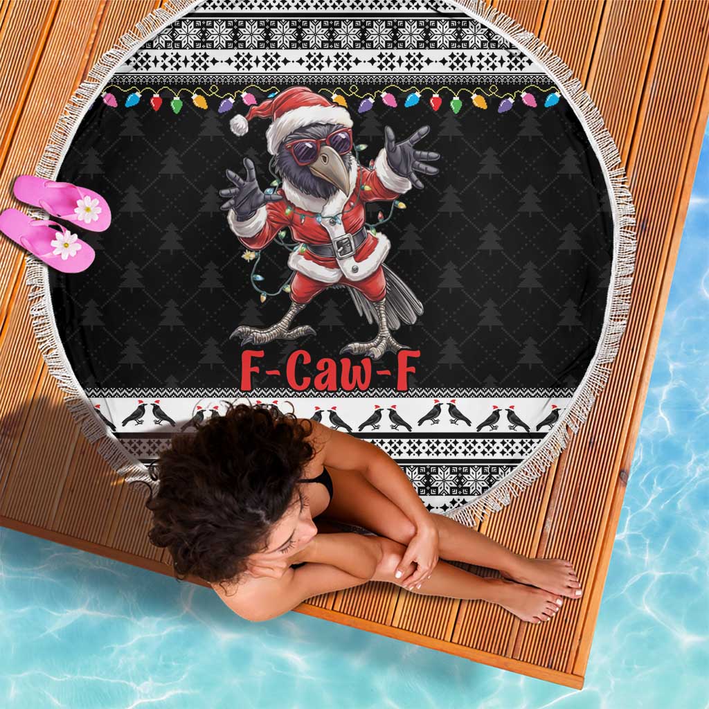 F Caw F Raven Christmas Beach Blanket Funny Santa Crow - Wonder Print Shop