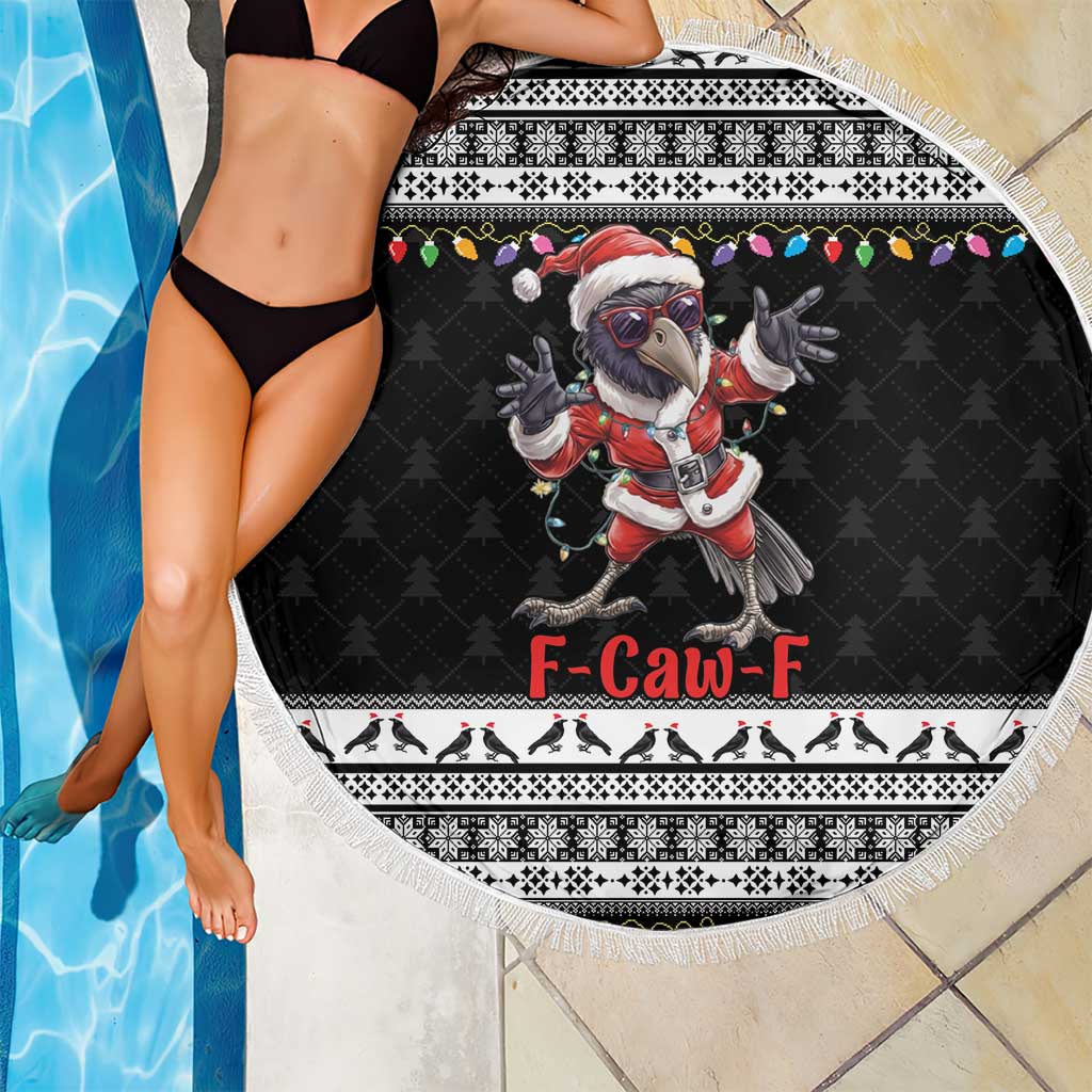 F Caw F Raven Christmas Beach Blanket Funny Santa Crow - Wonder Print Shop