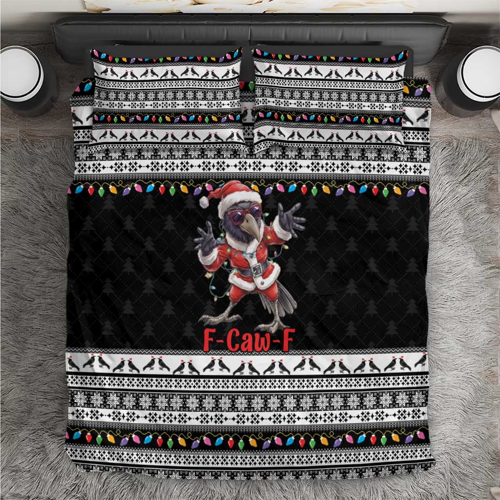 F Caw F Raven Christmas Bedding Set Funny Santa Crow - Wonder Print Shop